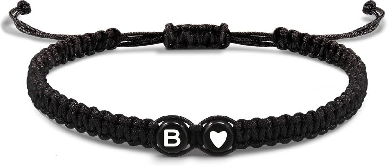 Btysun Valentines Day Gifts for Him Boyfriend, Initial Bracelets for Women Teen Valentines Gifts for Her Trendy Stuff Best Friend Birthday Gift Graduation Adjustable Letter A-Z Braided Bracelets Heart Link Sister Daughter Mother's Day Mom Female Christmas Jewelry - Image 1